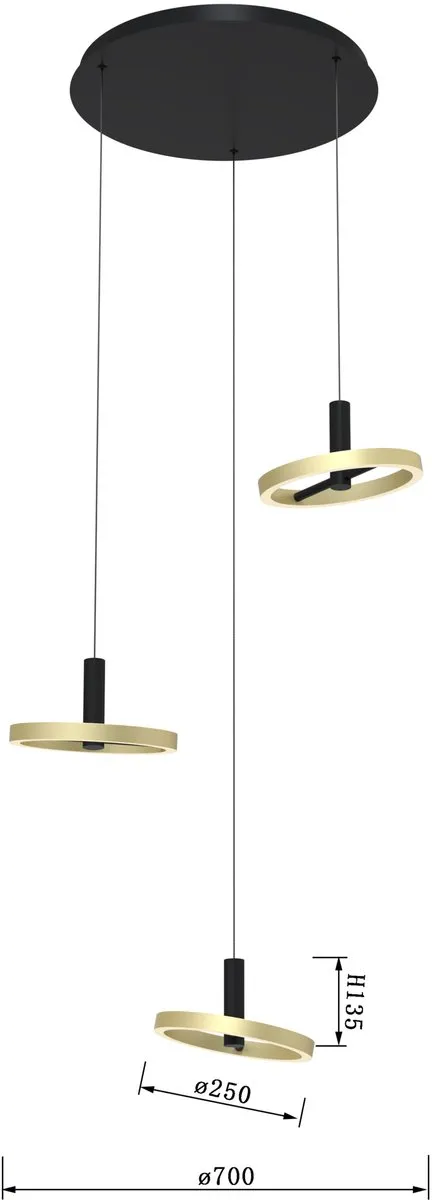 Eglo Brest Hanglamp LED Ø70cm Goud/Zwart - Dimbaar