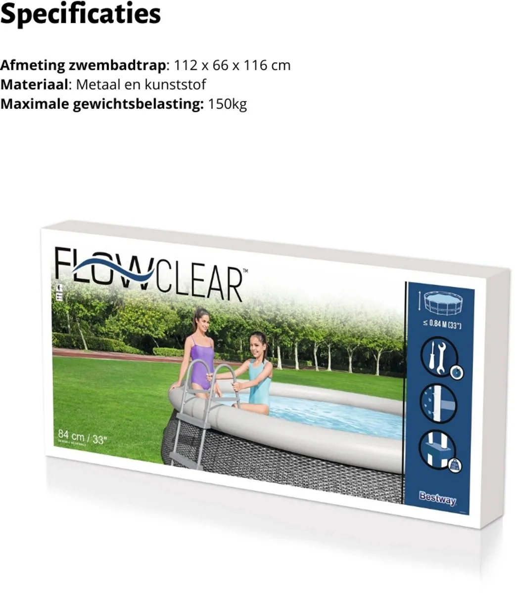 Bestway Flowclear Zwembadladder 84cm - Grijs