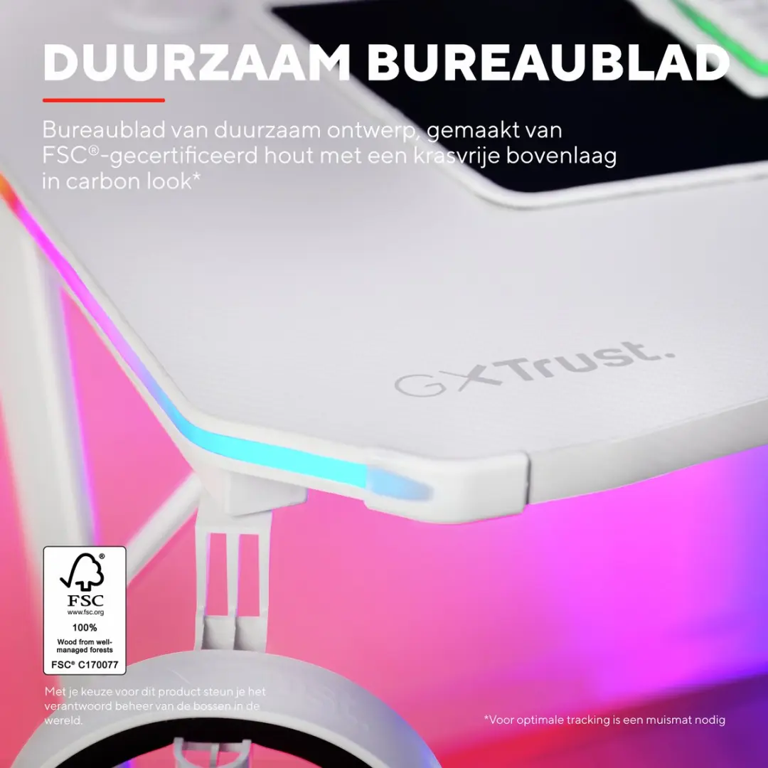 Trust GXT 709W Luminus Gaming Bureau - Wit