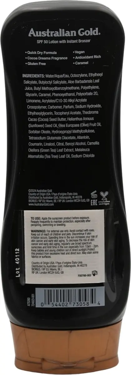 Australian Gold SPF 50 Lotion met Bronzer 237ml