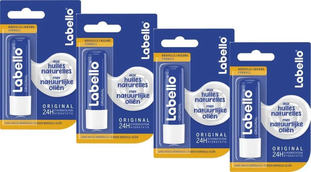 Labello Original Lippenbalsem - 4x22ml - Blauw/Wit