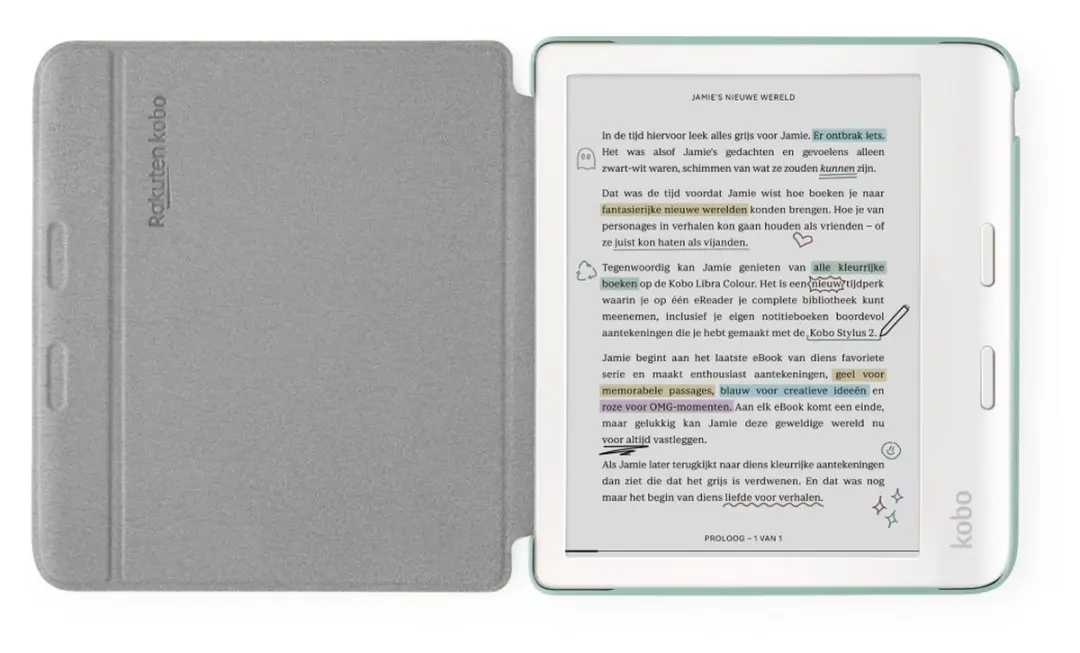 Kobo Libra Colour Hoes - Groen - Slaapfunctie