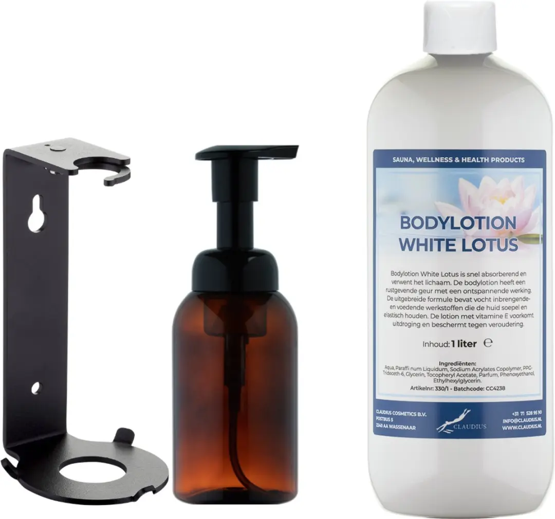 Splashbox Cosmetics Zeepdispenser 300ml + White Lotus Bodylotion 1L