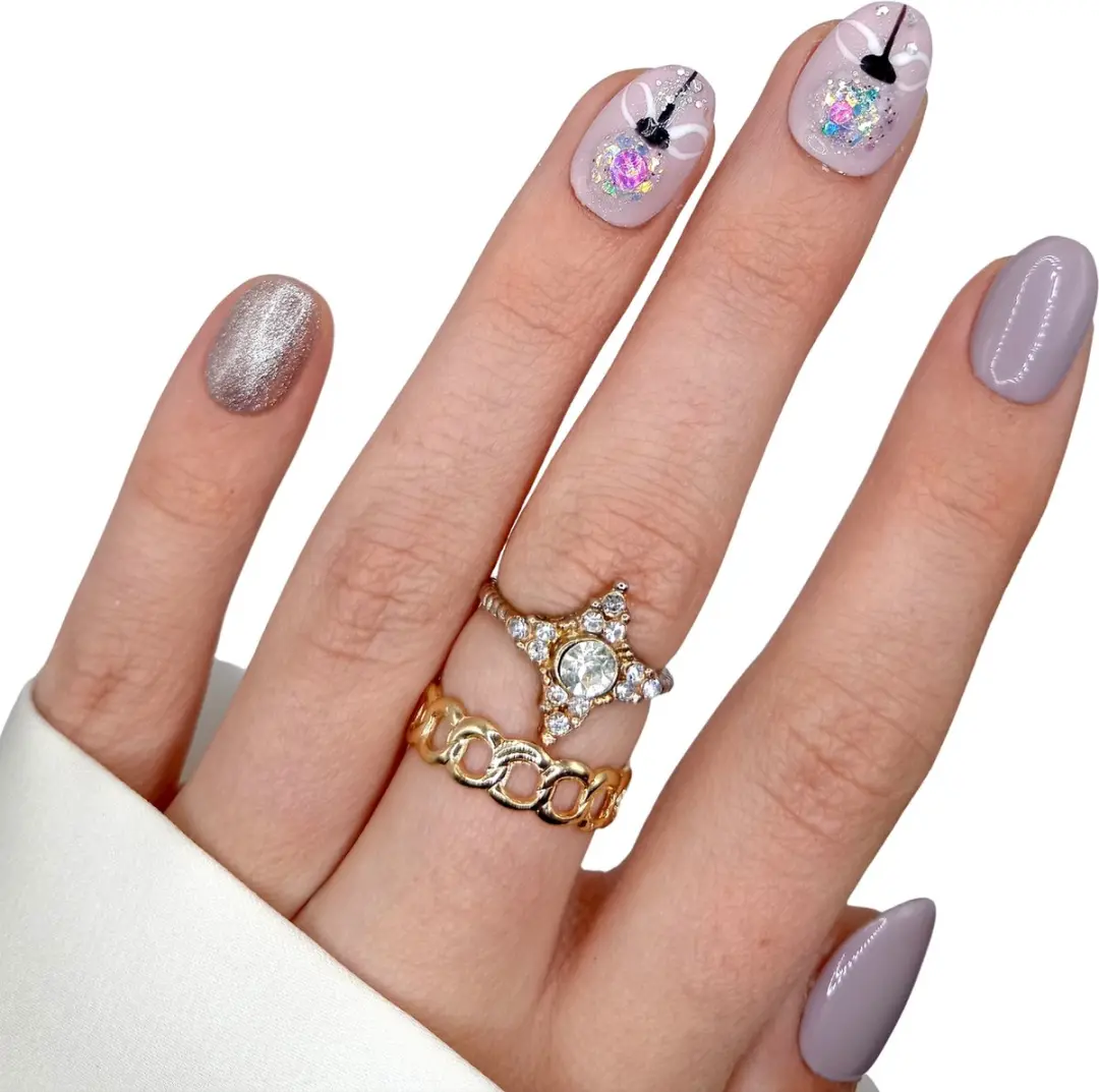 SD Press on Nails No. 63 Kerstbal Plaknagels - XS Almond - 20 Stuks