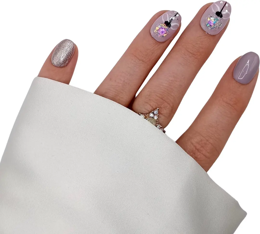 SD Press on Nails No. 63 Kerstbal Plaknagels - XS Almond - 20 Stuks