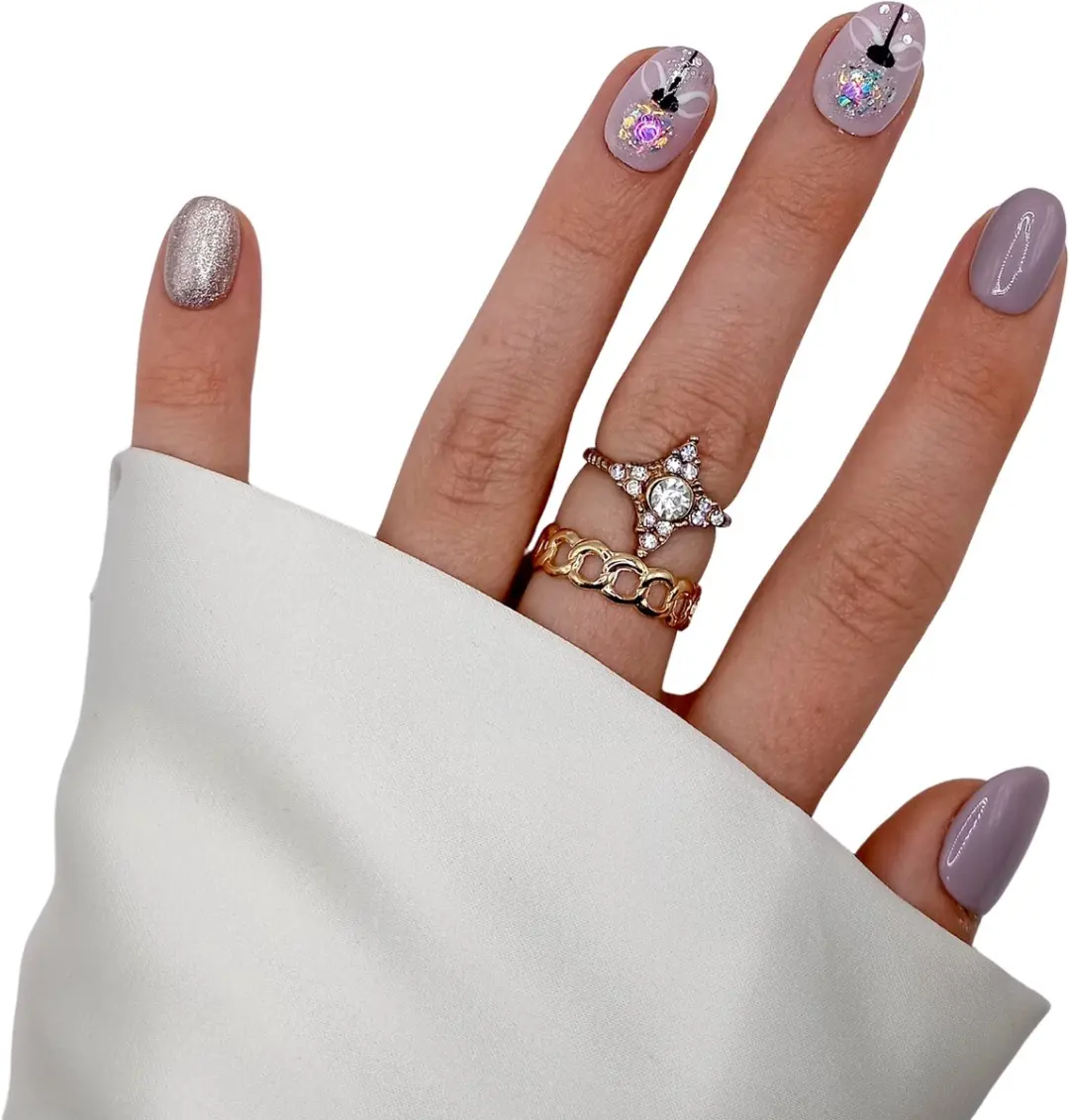 SD Press on Nails No. 63 Kerstbal Plaknagels - XS Almond - 20 Stuks