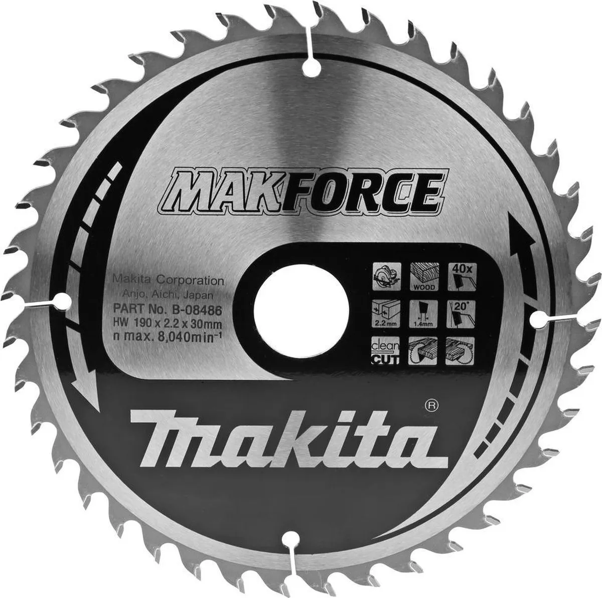Makita Makforce Cirkelzaagblad B-08486 - Ø190mm 40T