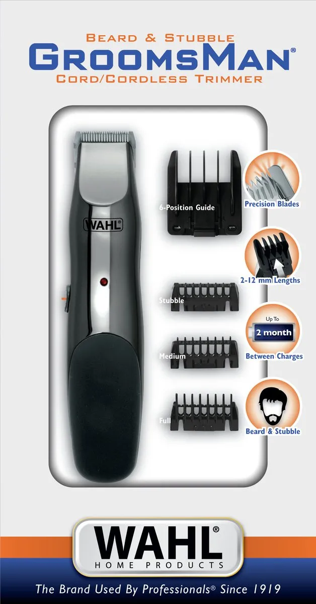 Wahl Groomsman WA9918-1016 Baardtrimmer - 5 Opzetstukken - Zwart - afbeelding 6 van 6