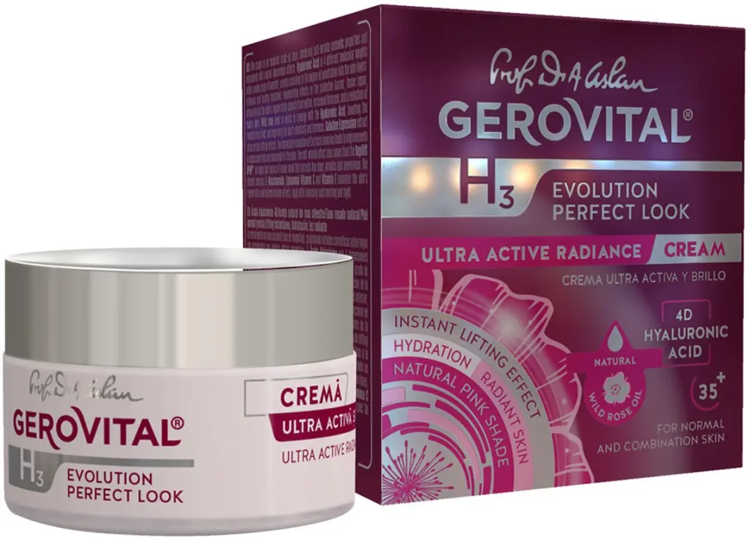 Gerovital GIFTSET Huidverzorging - Dagcrème Hyaluronzuur & Wilde Rozenolie - 2 Stuks