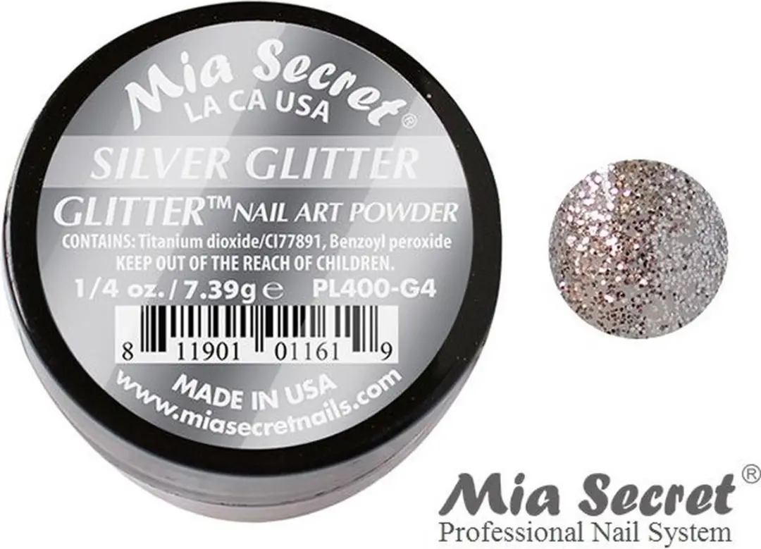 Mia Secret Glitter Acrylpoeder Zilver 7.5ml