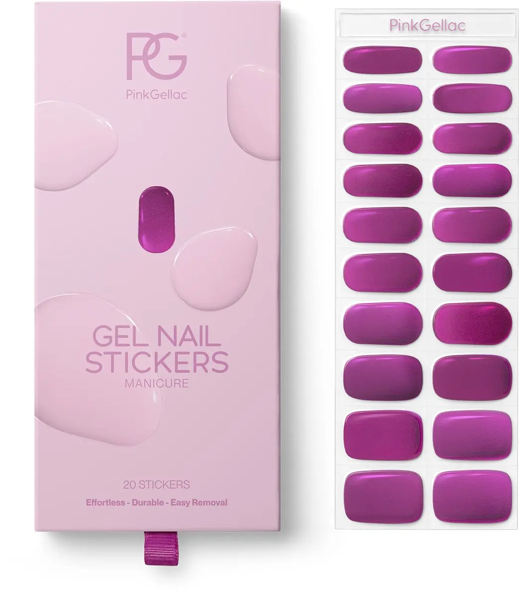 Pink Gellac UV Nagelstickers Bubblegum Chrome - 20 Stuks