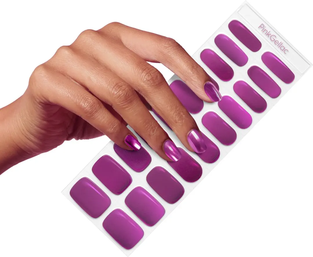 Pink Gellac UV Nagelstickers Bubblegum Chrome