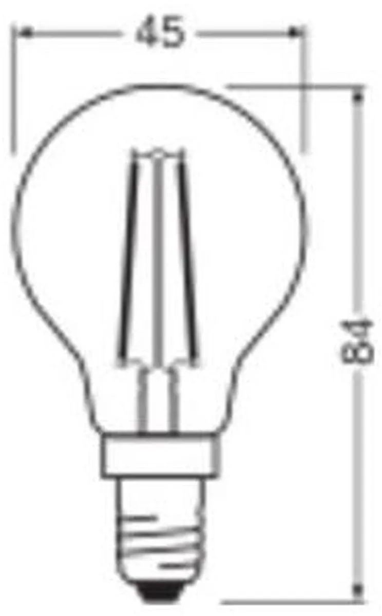 LEDVANCE LED Filament Kogellamp E14 1.8W 250lm - Ø45mm - afbeelding 6 van 6