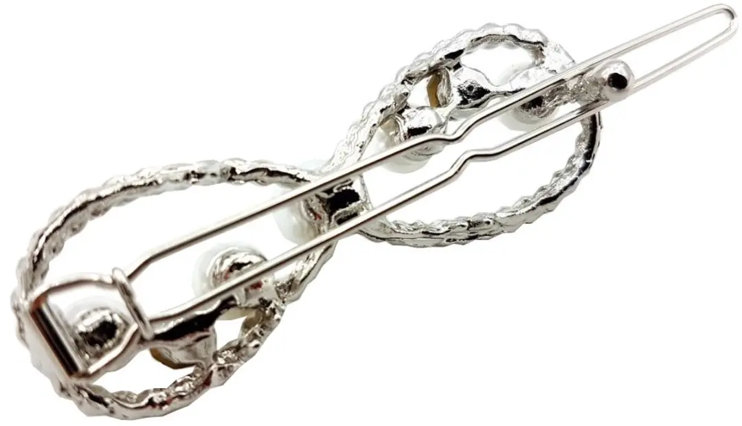 Haarsoires Infinity Haarspeld 4,5cm - Zilver met Parel Strass