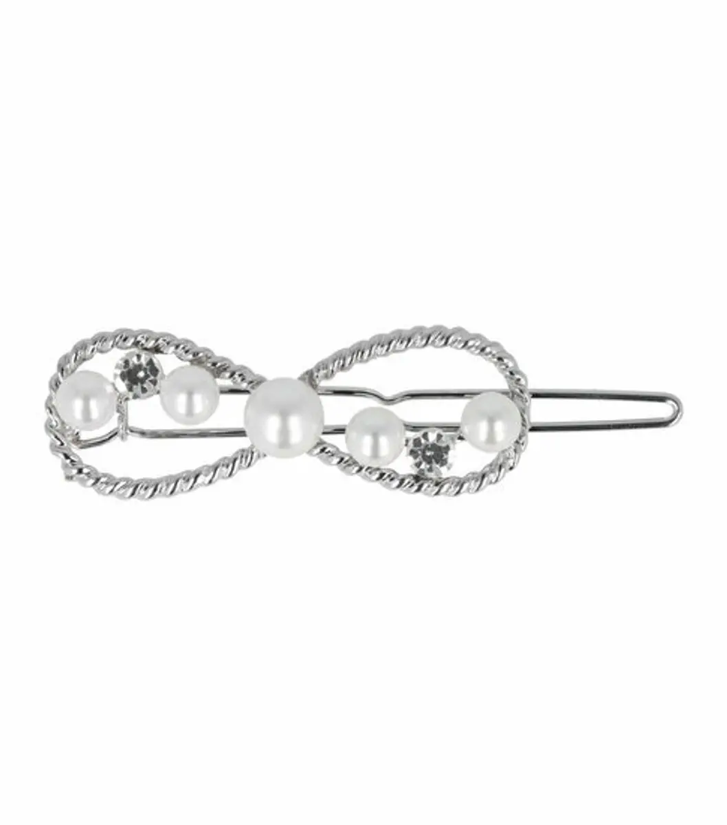 Haarsoires Infinity Haarspeld 4,5cm - Zilver met Parel Strass