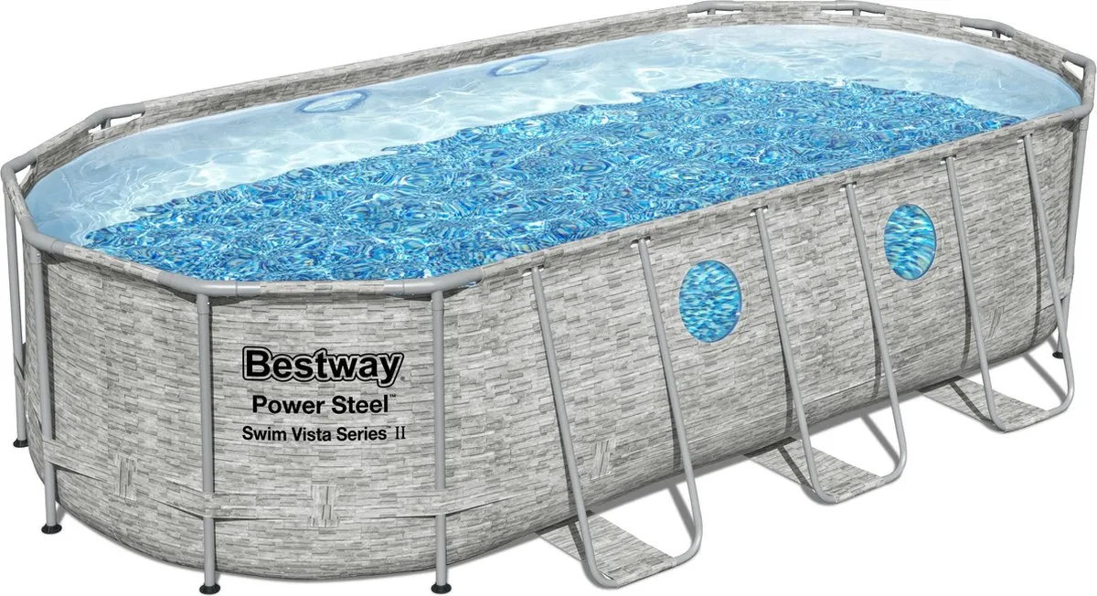 Bestway Oval Zwembad 56716 - 549x274x122cm - 13.430L - Grijs