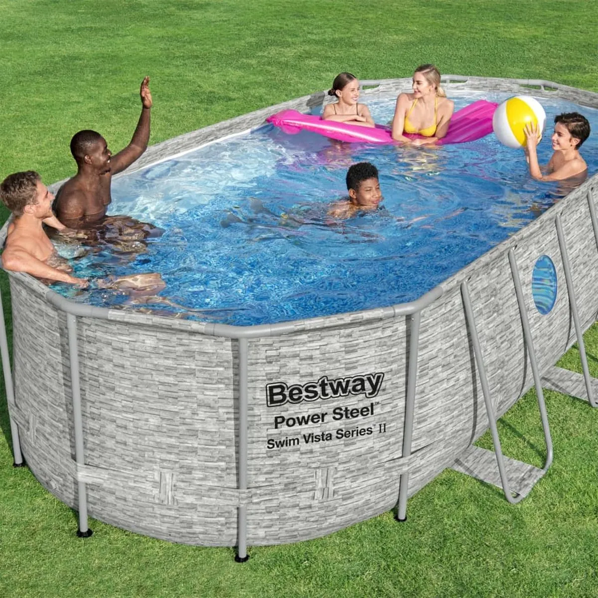 Bestway Oval Zwembad 56716 - 549x274x122cm - 13.430L - Grijs - afbeelding 6 van 6