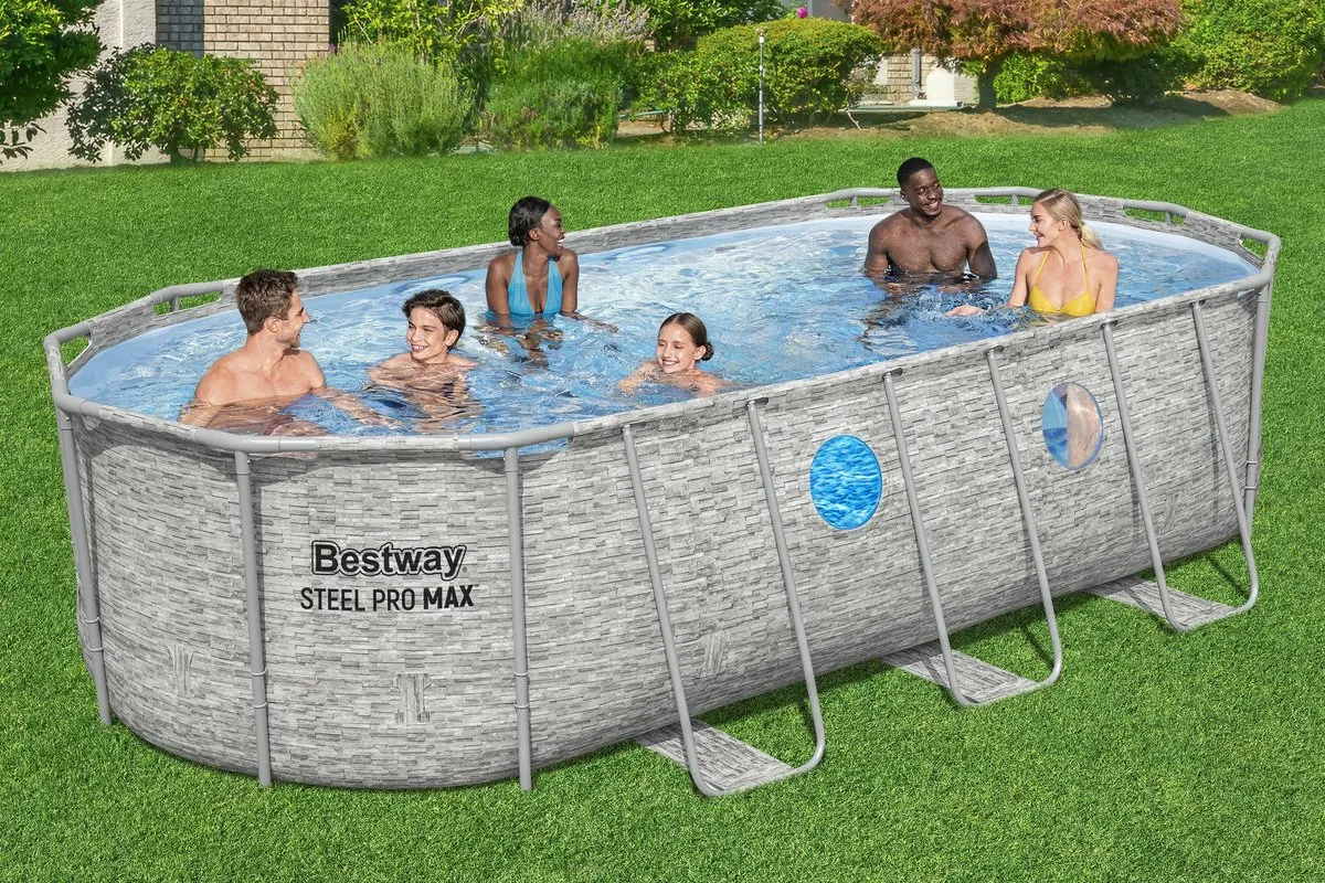 Bestway Oval Zwembad 56716 - 549x274x122cm - 13.430L - Grijs