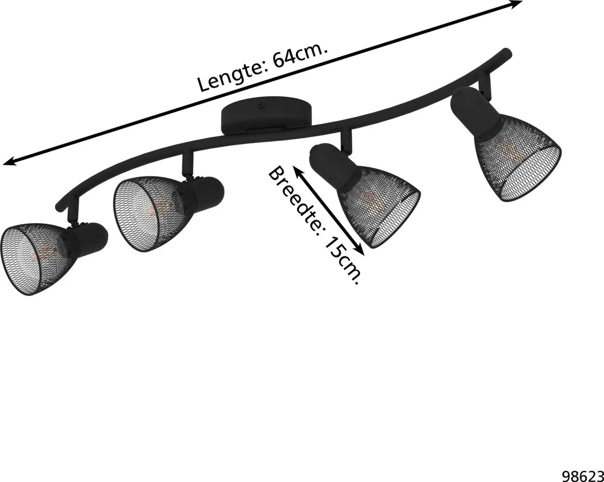 Eglo Carovigno Plafondverlichting 4x E14 - 64cm Zwart
