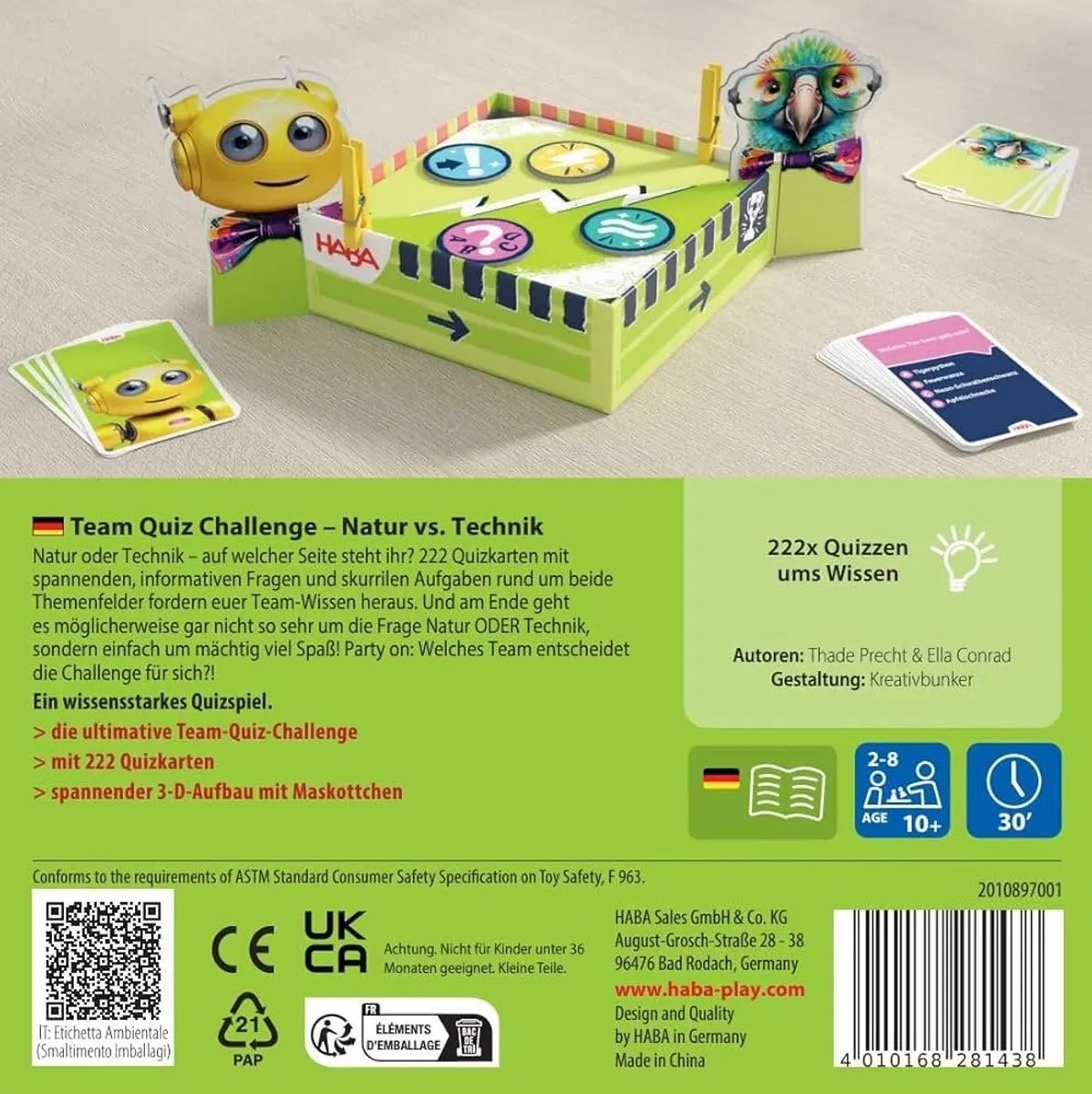 Haba Team Quiz Challenge Natuur vs Technologie - 222 Kaarten