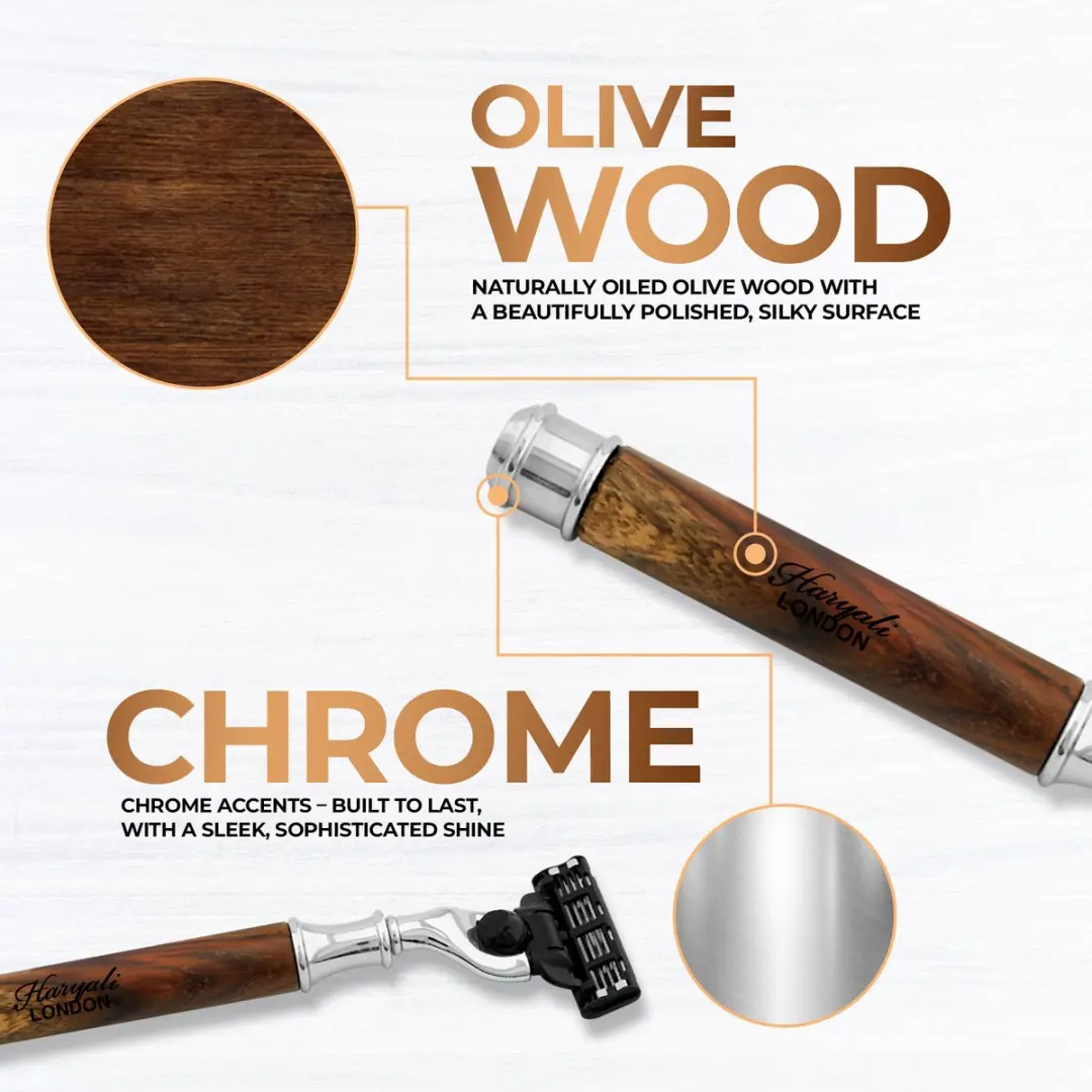 Haryali London 3 Edge Scheermes Wooden - 3 Bladen