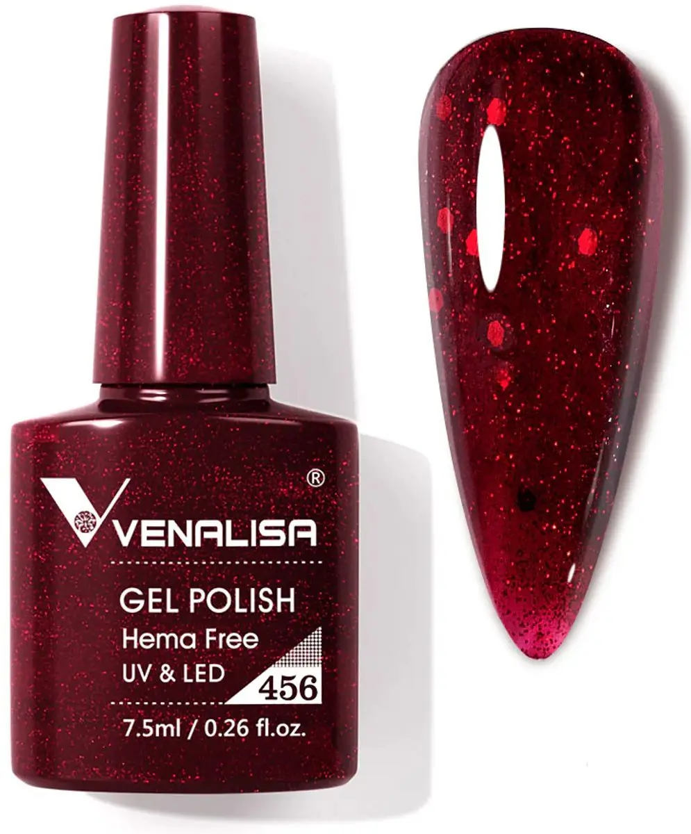 Venalisa UV Gellak Rood Glitter 7.5ml
