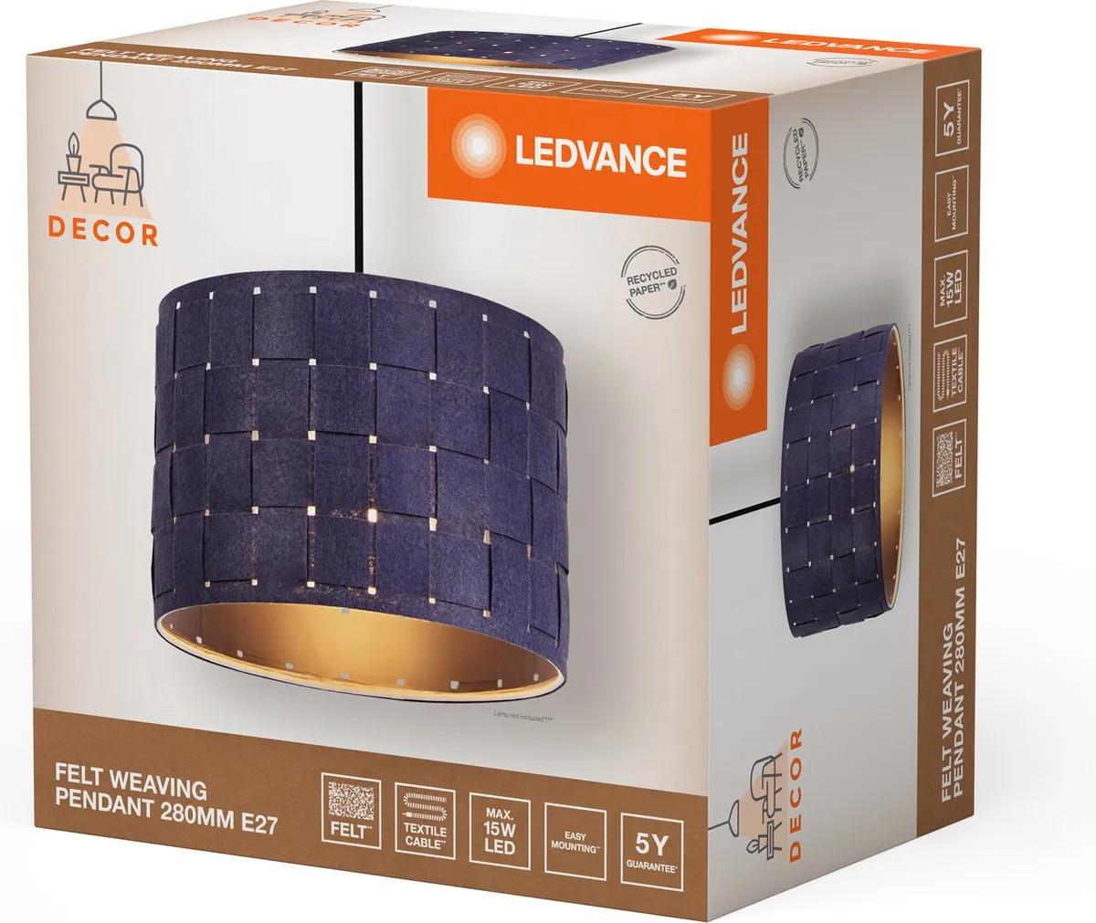 LEDVANCE Decor Felt Weaving Hanglamp - 280mm Grijs - afbeelding 6 van 6