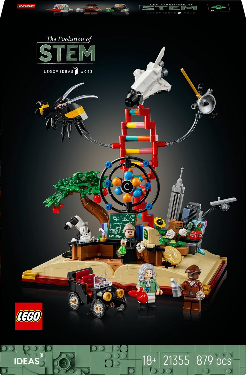 LEGO® Ideas De Evolutie van STEM, Wetenschappelijk Cadeau voor Volwassenen, Verzamelmodel met 3 Minifiguren Waaronder Marie Skłodowska-Curie 21355