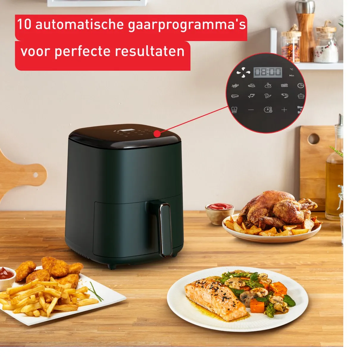 Tefal Easy Fry Max EY2453 Airfryer 5L - 1500W - 6 Personen - Donkergroen