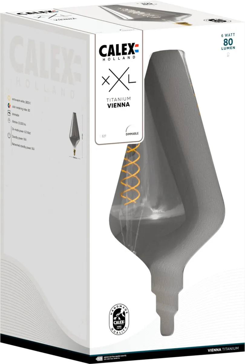 Calex Vienna XXL Rookglas E27 LED Lamp 6W - 1800K