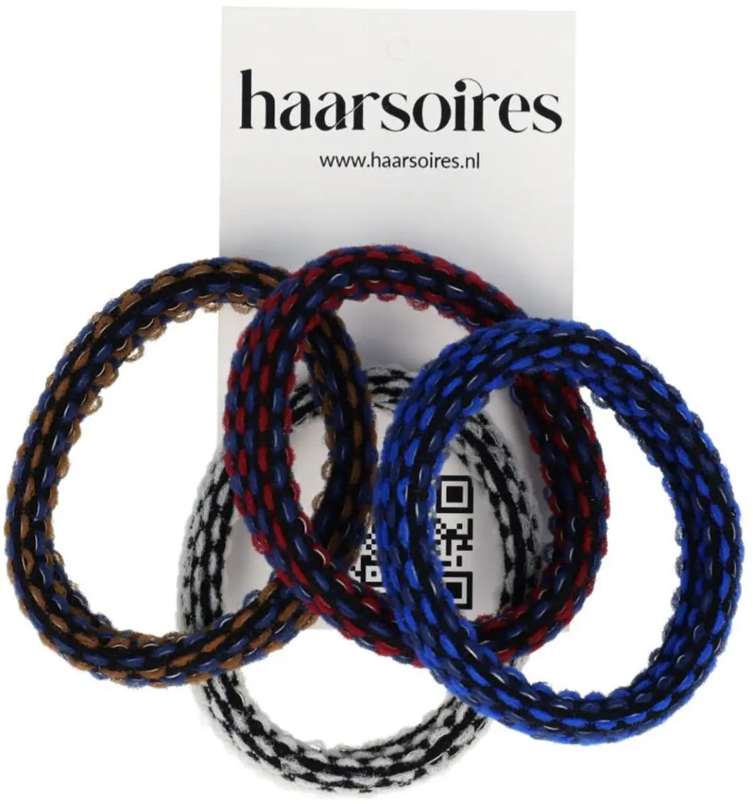 Haarsoires Haarelastieken Basic Endless - Retro Patroon - 4 Stuks - afbeelding 5 van 6