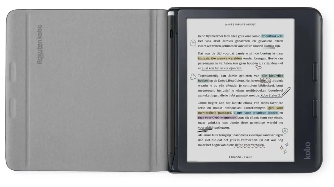 Kobo Libra Colour Hoes - Stylus Case - Zwart