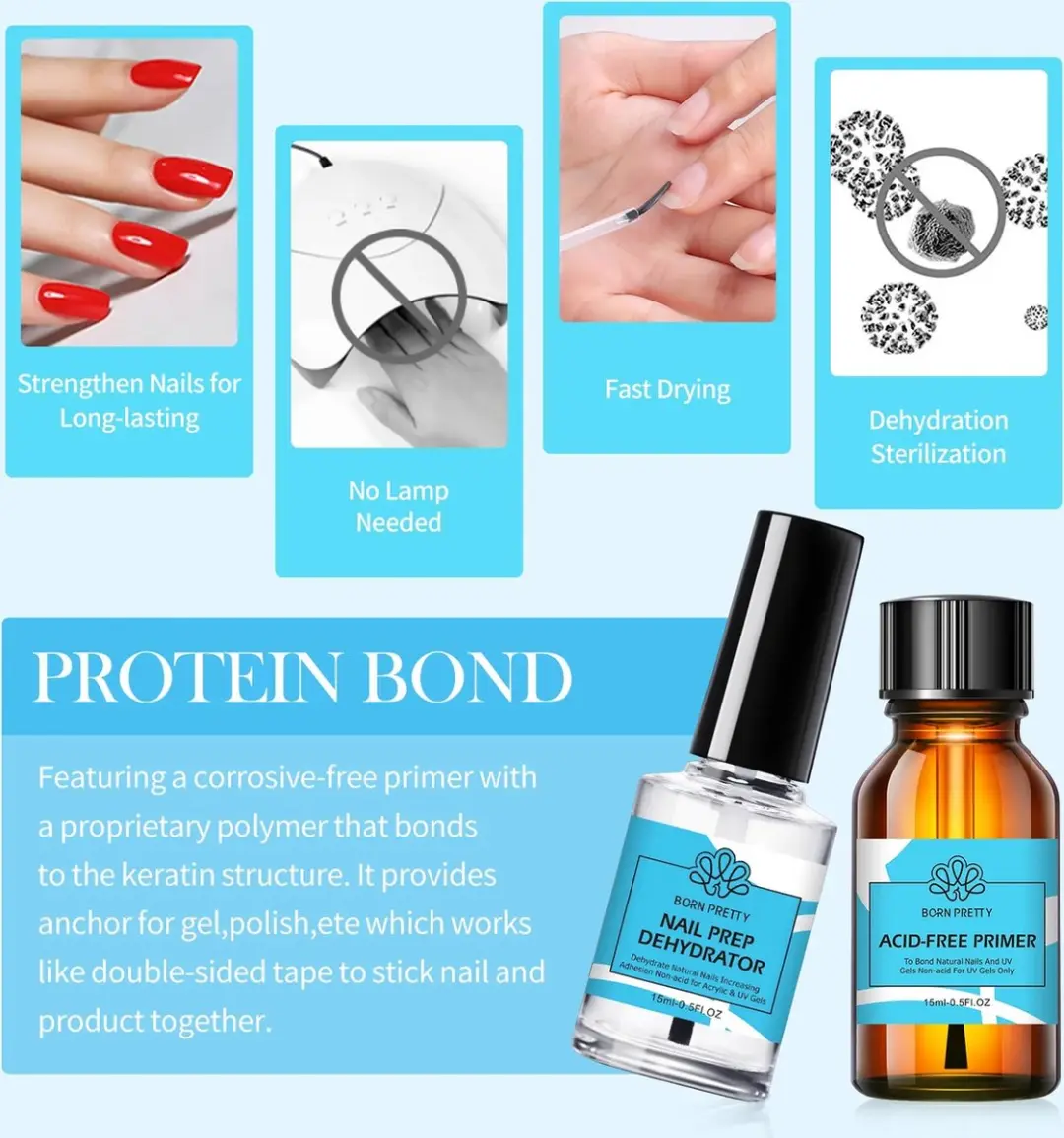 Born Pretty Nagel Dehydrator & Primer 30ml - 3 Stuks