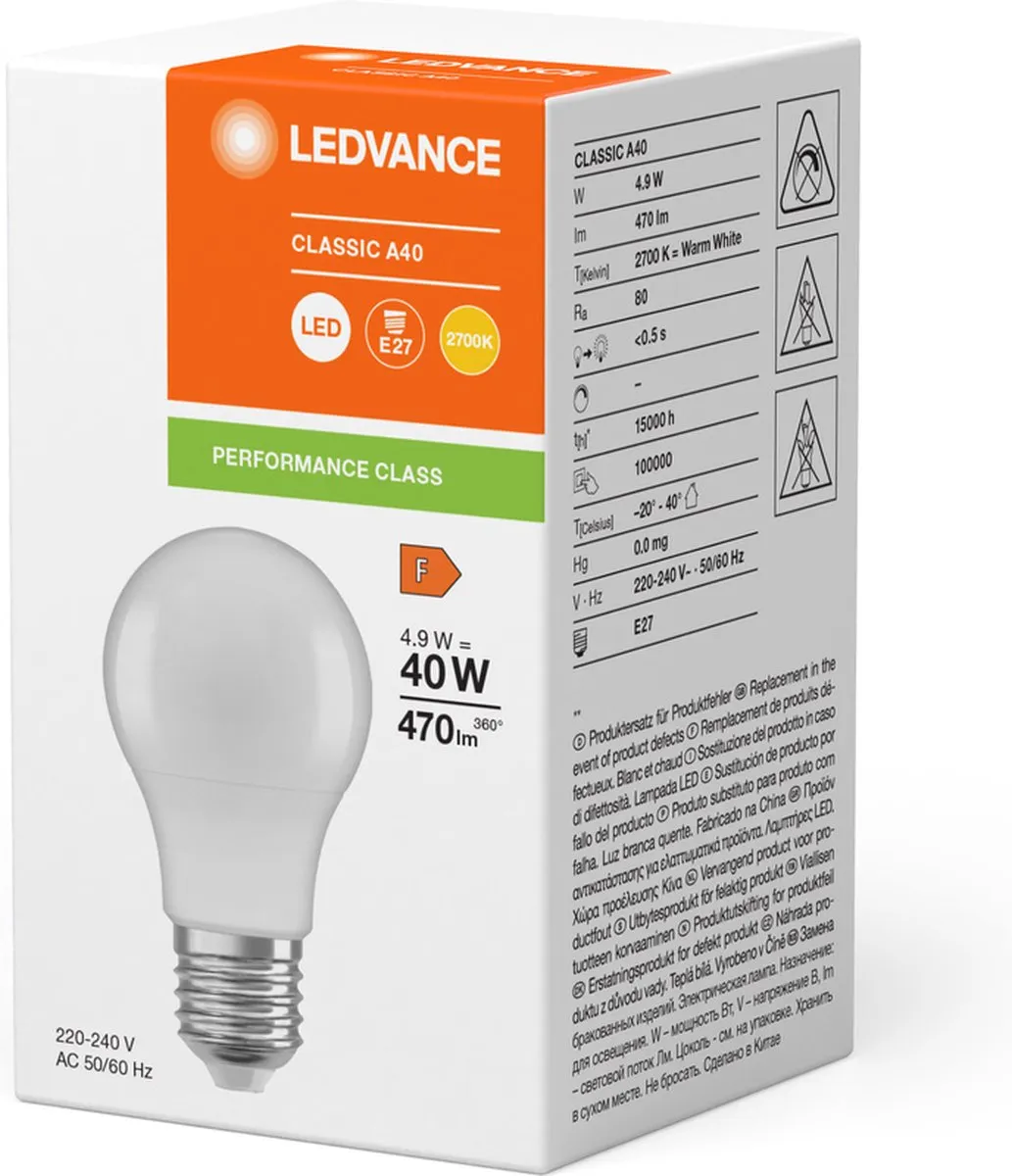 LEDVANCE LED A60 E27 4.9W 470lm - Mat Glas