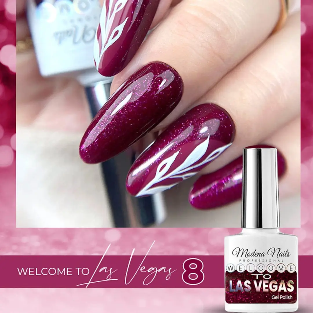 Modena Nails UV/LED Gellak Welcome To Las Vegas LV8 - Glitter Rood 7.3ml
