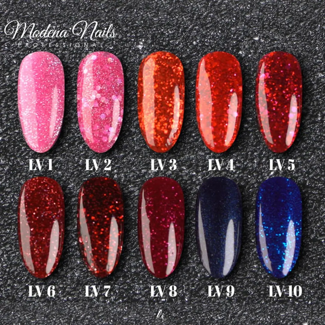 Modena Nails UV/LED Gellak Welcome To Las Vegas LV8 - Glitter Rood 7.3ml