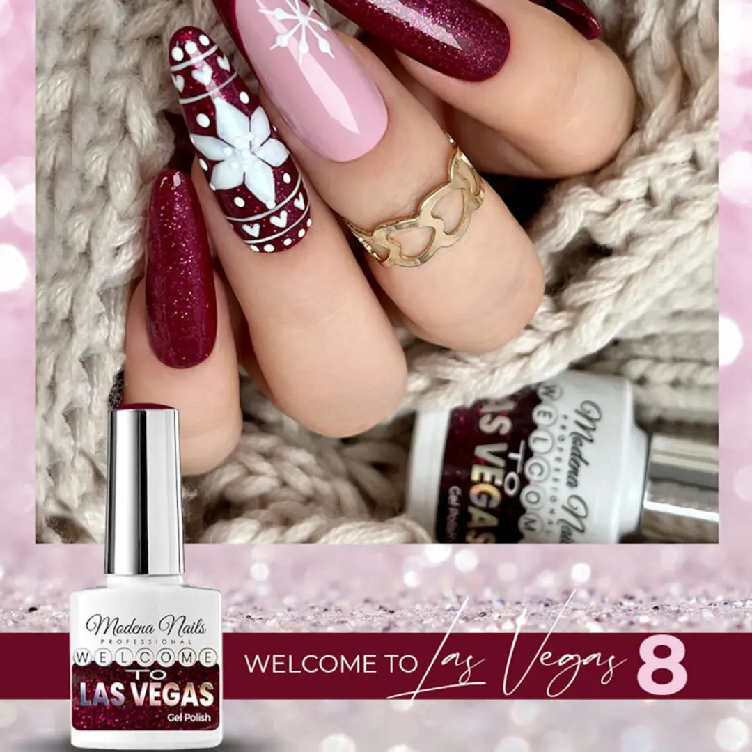 Modena Nails UV/LED Gellak Welcome To Las Vegas LV8 - Glitter Rood 7.3ml