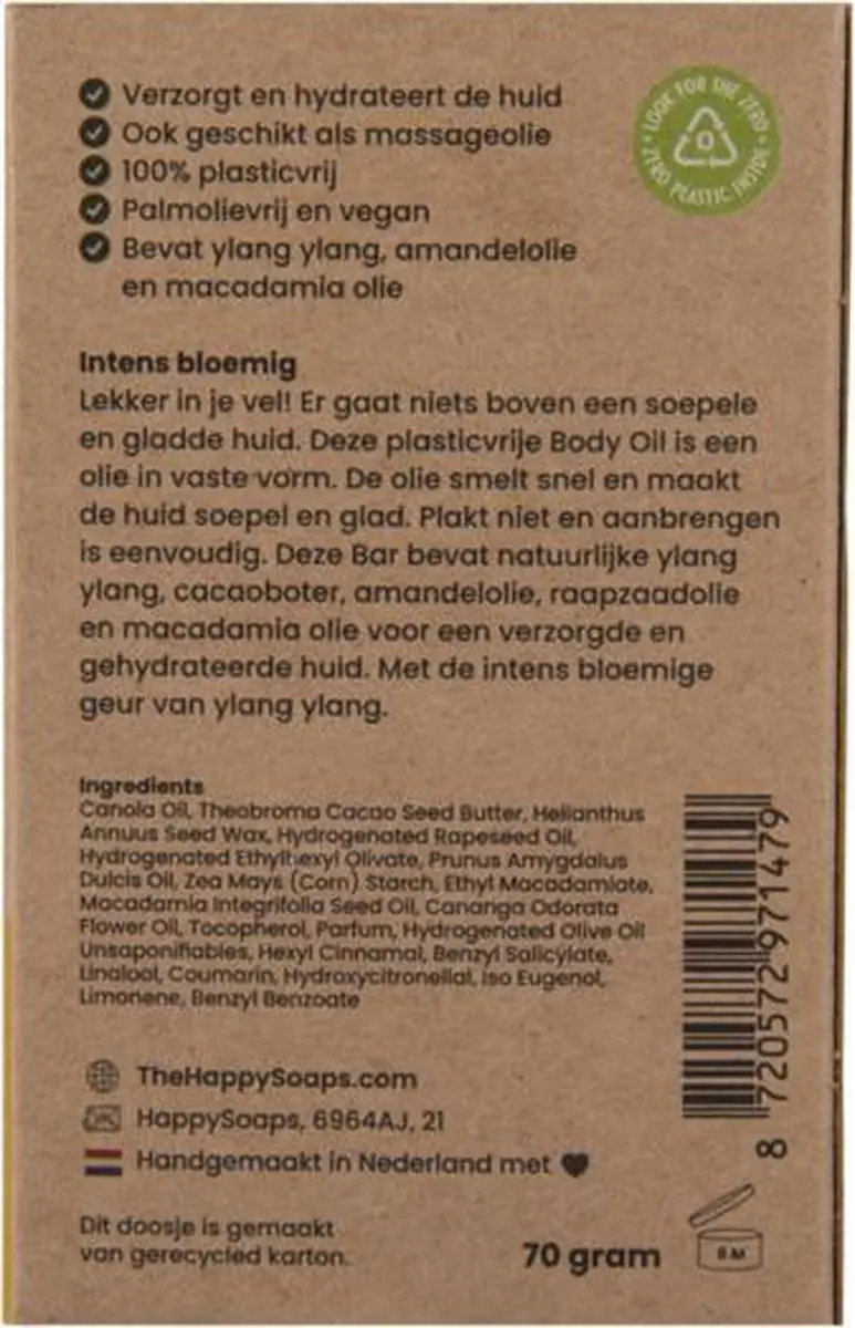 HappySoaps Body Oil Bar Exotic Ylang Ylang - 70g