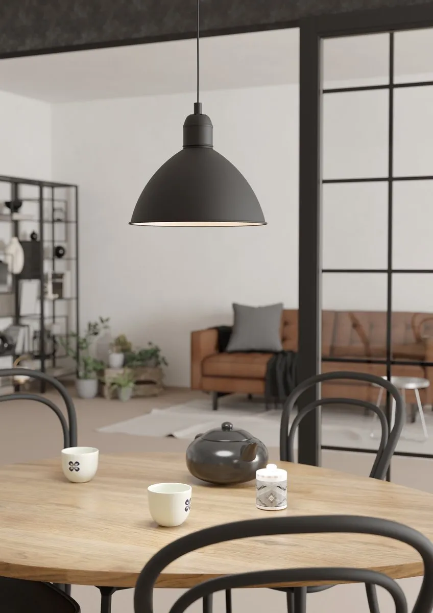 Eglo Priddy Hanglamp E27 - Ø30,5cm - Zwart/Wit