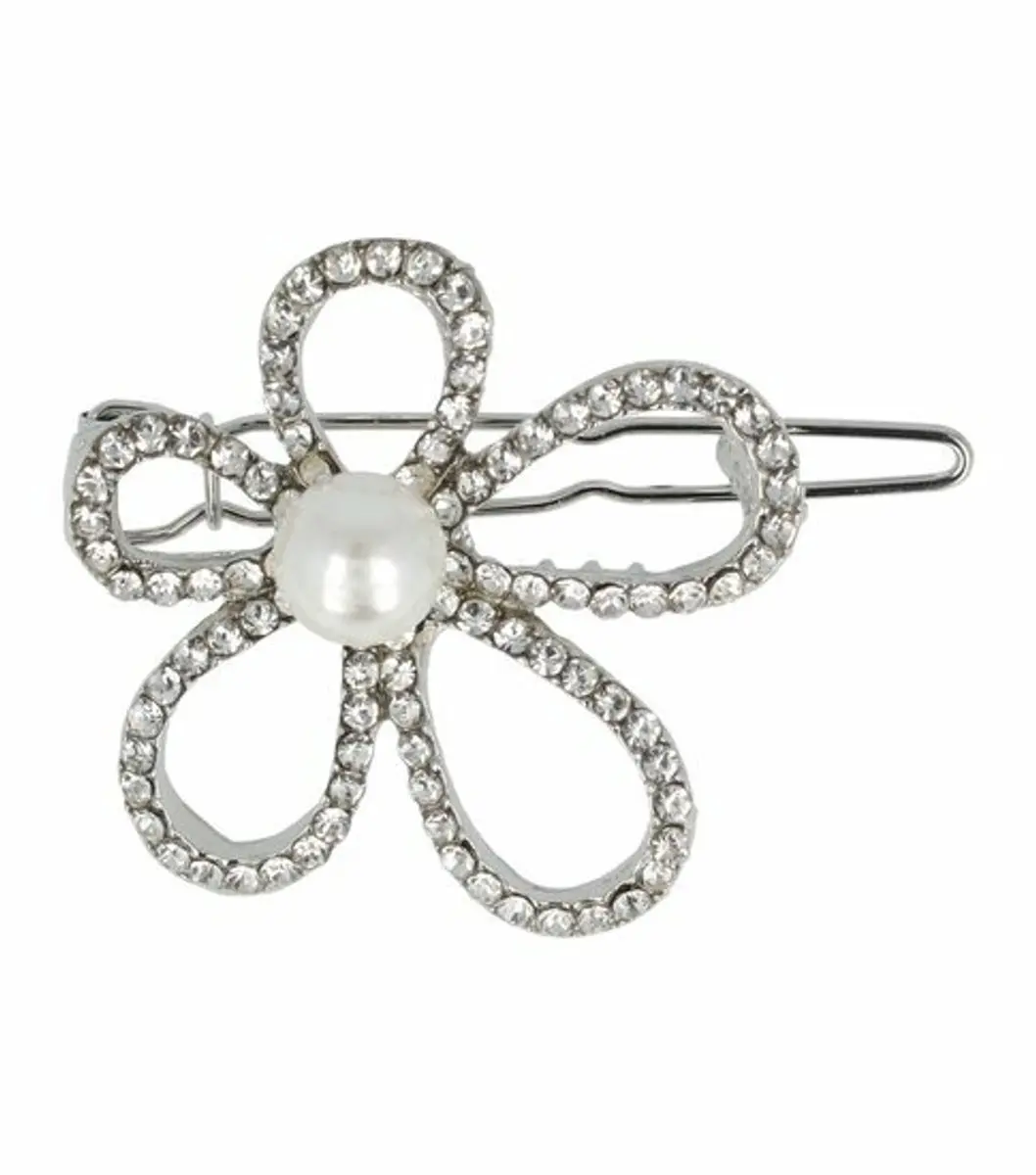Haarsoires Bloem Haarclip 3,5cm - Zilver Strass - Wit Zilver