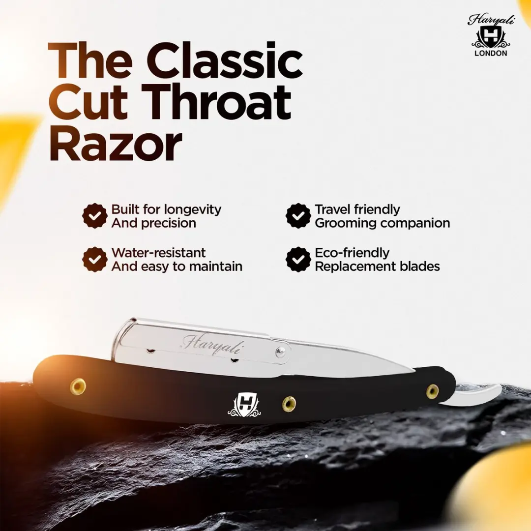 Haryali London Cutthroat Scheermes - 1 Stuk - Zwart