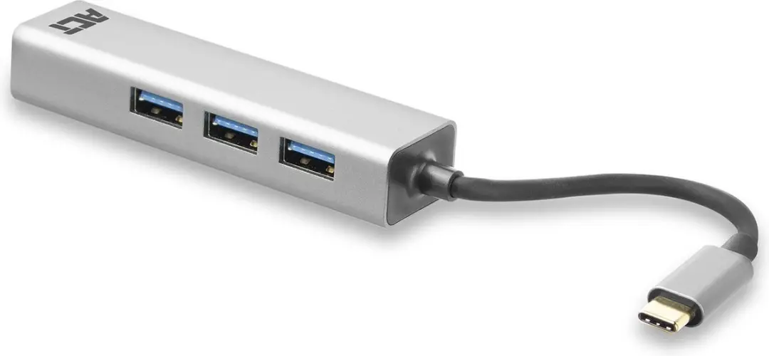 ACT AC7055 USB-C Hub 3.0 - 3x USB-A + Gigabit Ethernet - Zilver