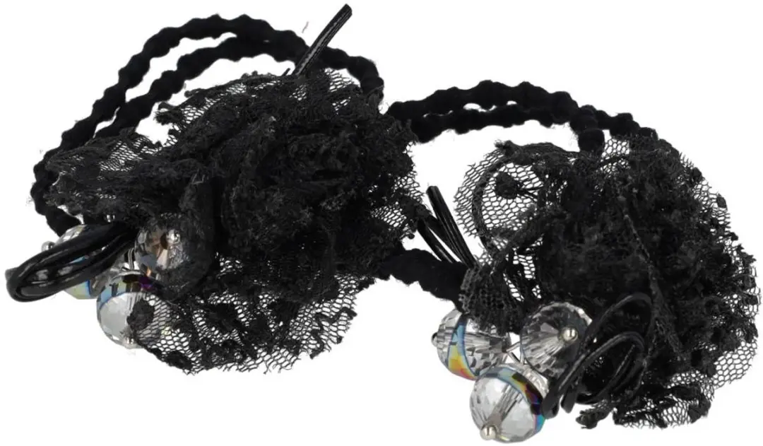 Haarsoires Haarelastieken Bloem 4cm Zwart - 2 Stuks