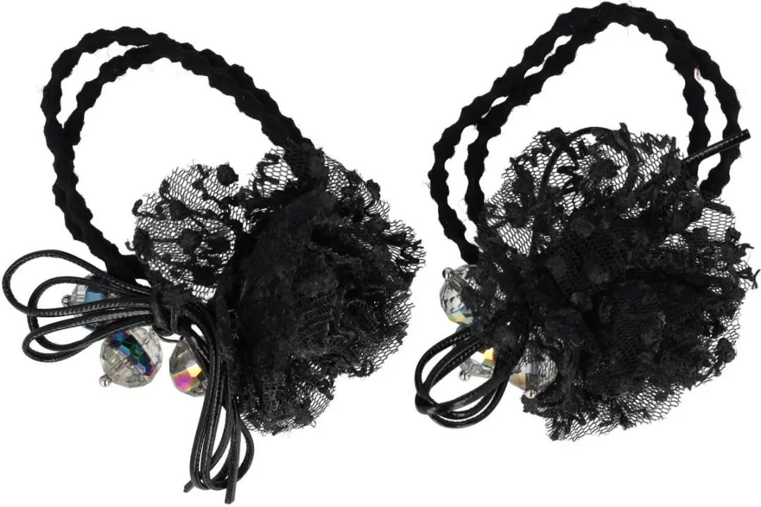 Haarsoires Haarelastieken Bloem 4cm Zwart