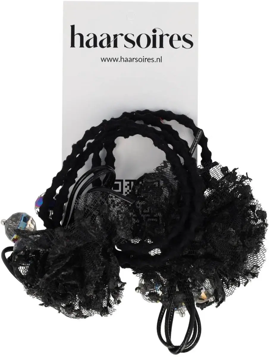Haarsoires Haarelastieken Bloem 4cm Zwart - 2 Stuks