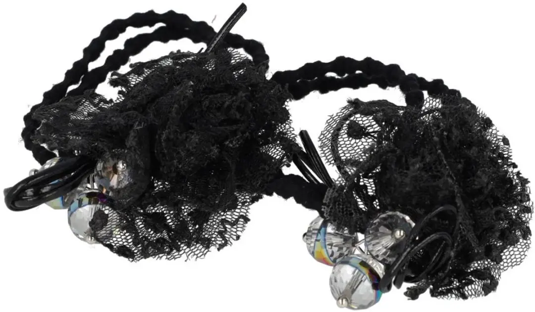 Haarsoires Haarelastieken Bloem 4cm Zwart - 2 Stuks - afbeelding 5 van 6