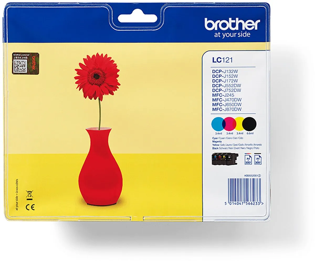 Brother LC-121 Inktcartridge - 1200ml - Zwart/Geel/Magenta/Cyaan