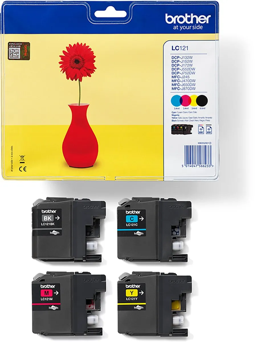 Brother LC-121 Inktcartridge - 1200ml - Zwart/Geel/Magenta/Cyaan