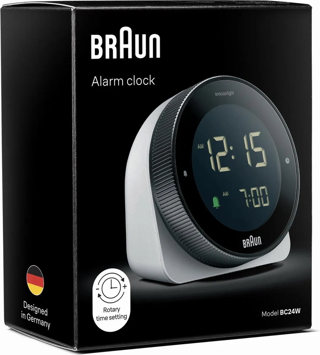 Braun BC24W Digitaal Halfrond Wekker - 12/24u - Wit/Zwart