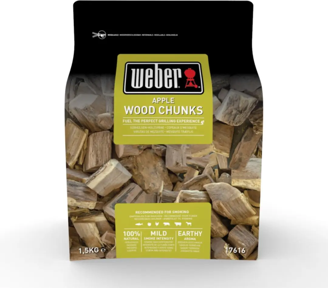 Weber Houtblokjes 1,5kg - Grote stukken Rookhoutappel